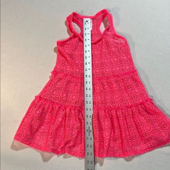 Cat & Jack Bright Neon Pink Swimsuit Cover up Lacey Dress XS EUC - Picture 5 of 11